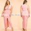 Plunge neck sleeveless plus size maxi evening dresses for fat ladies