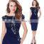 OEM Fashion Latest Ladies Middle Age Summer Bodycon Sexy Embroidered Dress for Wholesale