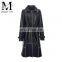 Women Fashion Long Black Rivet Real Leather Coat Leather Trench Coat