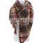 Cashmere feeling Soft scarf with Oblong Plaid Pattern Scarf