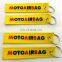 custom cheap wholesale yellow overlock embroidered keychain