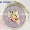 HOT silver maked up compact mirror with flower decoration