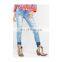 New 2020 fashion girls' embroidery jeans ankle length pants women jeans with metal button