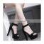 ladies fancy unique design sexy high chunky heels open toe back zip platform sandals shoes
