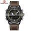 NAVIFORCE NF9144 Men Digital Quartz Movement Watch Simple Style Leather Band Watch Luminous Week Date Month Display