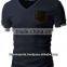 Mens V-Neck T-shirts with Contrast Leather Pocket