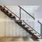 indoor steel structure support straight Stairs with timber stairs glass balustrade metal staircase
