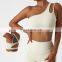 One Shoulder Sports Fitness Bras Oem Sexy Hollow Back Sport Shockproof Tops For Women