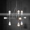 Custom linear brass glass shade chandelier villa hotel living room bedroom interior decoration lighting glass pendant light