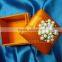 New Silk Favor Box in Orange color and pearl brooch