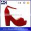 Footwear New Fashion Spring Platform Open Toe Thick Heel Red Lady Sandal