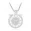 Hollow Out Long Chain Necklace Sun Flower Round Gold Plated Rhinestone Pendant Necklace for Women Jewelry Gifts