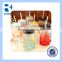 Round 430ml clear body wholesale 16oz glass mason jars with straw lid