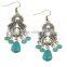 Wholesale Hight Quality Vintage Bohemia Style Love Heart Turquoise Stone Earrings for Women