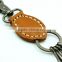 vintage design gunmetal metal alloy key chain with leather pad