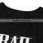 Black Loose Ladies Letter Printed Long Cotton Casual T-shirt Dress MK-A6140