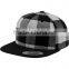 6 panel blank custom sport caps white and black wool snapback hats