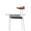 real wood back and fabric seat with powder coated legs dining chair, new design dining chair DC9008