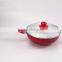 22CM Red Nonstick Ceramic Coating Aluminum Wok Pan With Lid