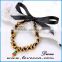 Black ribbon bow tied girl's love handmade DIY Christmas theme bracelets