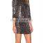 2016 Sequin Sexy Long Sleeve Royal Silver Prom Evening Dress HSD2278
