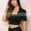 MGOO High Quality Black Ribbed Hood Tops Sleeveless Cropped Tops And Legging For Running Tracksuits Plain Basic