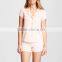 2017 OEM Summer women Comfortable black sleepwear Collar & Shorts pink cotton pajamas short set
