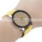 New Fashion Round Yellow Battery Included Leatheroid Adjustable Wrist Watches