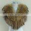 YR279 Detachable Big Fur Collar Real Raccoon Fur Shawl With Rabbit Fur Tassel