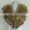 YR279 Large Fur Collar Real Fox Fur Neckwear With Rabbit Fur Tassel