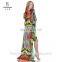 C4082 Wholesale Price Silk Printed Sexy V-neck Long Kaftan Dress