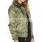 Used Clothing Women Short Winter 2016 Winter Satin Green Army Jacket And Coats