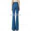 Blue cotton high-waisted wholesale women flared jeans
