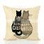 Cute Cat printed DecorativeLinen Cushion Pillow Cover Soft Sofa Waist Pillow Cover Case