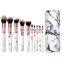 10pcs Makeup Brushes Kits Private Label Marble Makeup Brush Set With Clip-on Brush Holder