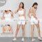 U Neck Sports Hollow Open Backless Gym Tops Custom Nylon Yoga Wears With Built In Bra