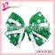 Green grosgrain hair accessories special design festival ribbon bow clover hair clip for Ireland (SYC-0024)