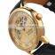 Gents Men's Golden Case Skeleton Dial Hand-Wind Up Leather Mechanical Watch