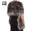 Factory direct wholesale fashion knit fox fur shawl with pocket