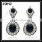 2016 Latest Style Black Crystal Silver Tone Oval Drop Earrings DRJ0586