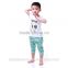 Boys Boutique Clothing 2016,Glitter Short Sleeve Top and Green Harem Pant Boy Clothing Set