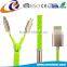 China Factory Supplier Colorful Zipper USB Cable 2in1 USB Power and Data Cable Zipper