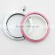 2016 hot 316L stainless steel glass screw floating charms locket with pink enamel