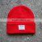 High Quality Plain Black Tight Knitting Beanie Hat with Custom Woven Label