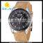 WJ-5434 newest hot sale GTS stylish stainless steel back leather band quartz men watch