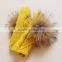 Ladies Acrylic Jacquard Knitted Glove With Real Raccoon Fur Pompoms Pearl Decorated