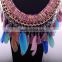 2016 Boho Style Feather Charm Necklace& Multilaye Colorful Fabric Necklace for Women /
