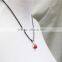 Vintage Antiqued Silver Wings Red Bead w/ Black String Pendant Necklace2016 Fashion Style Wholesale