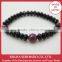 Faceted Black Spinel beads and Indian Rubies beads bracelet, high quality, precious stones, Indian Ruby bracelet, made in Japan