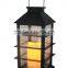 Chinese high quality plastic black led candle solar lantern for home decoration with metal handle